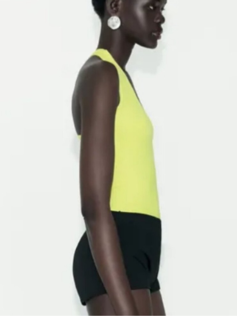 NEW! Zara Neon Lime Halter V-Neck Bodysuit - Picture 2 of 6